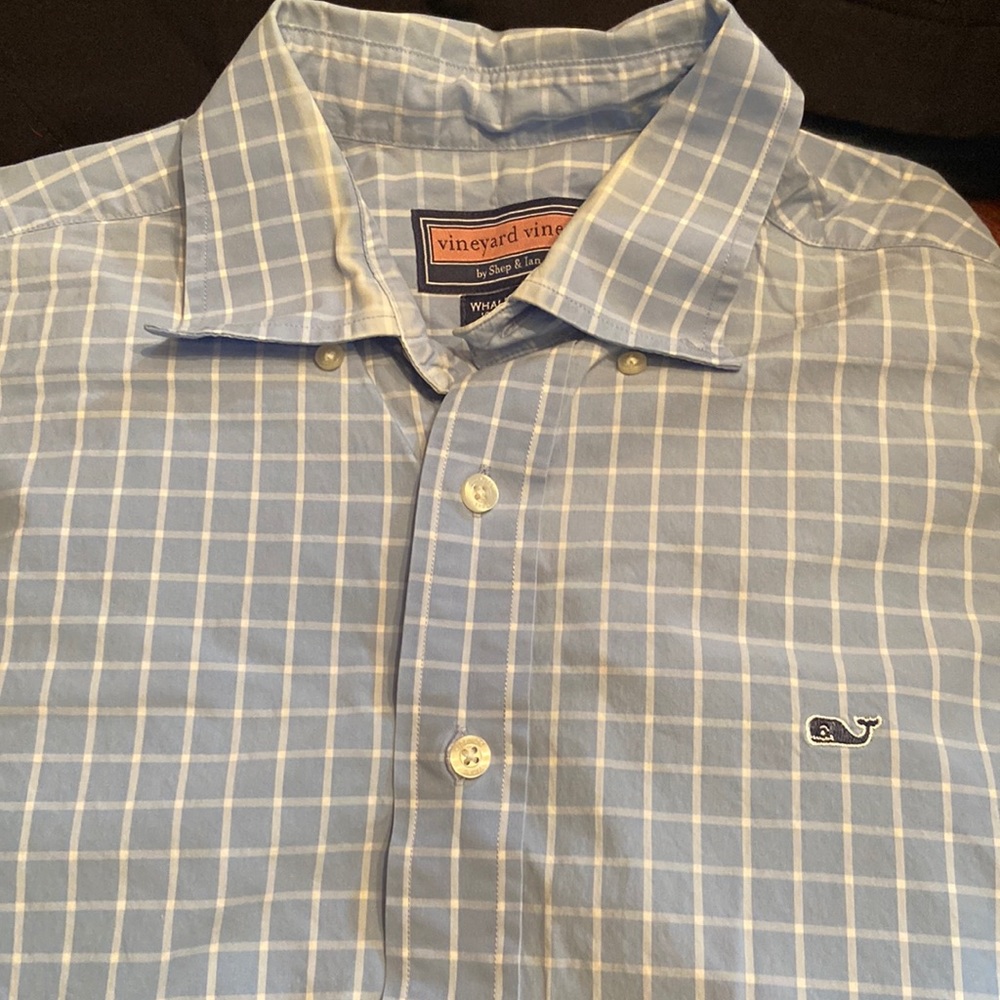 Vineyard Vines, men’s medium, long sleeve, blue/plaid button down